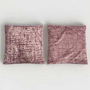 Pink Velvet Textured Throw Pillow Cover Set, 2 Large Euro Pillow Covers 22”x24”